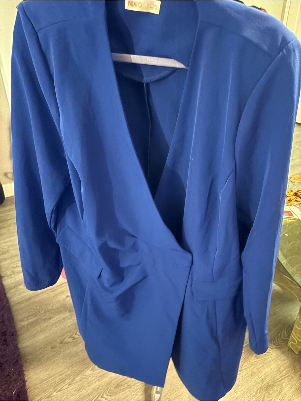 Nimo Royal Blue Draped Blazer Jacket